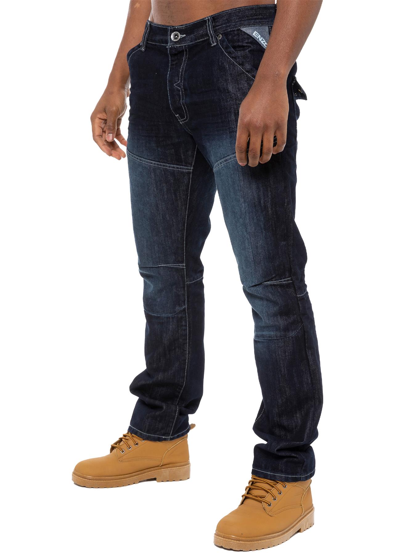Enzo Herren Denim Jeans Straight Leg - Dunkelblau Image