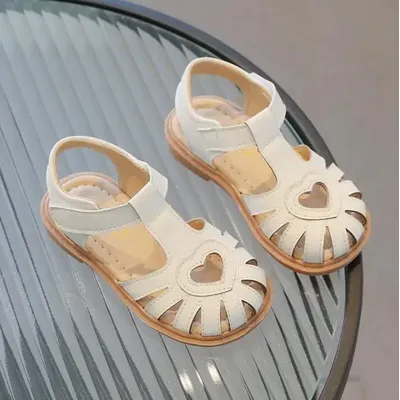 Sandalias de cuero para niñas, zapatillas deportivas 100% de cuero suaves para playa, de princesa,