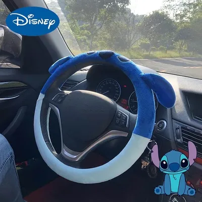 Disney Stitch Car Steering Wheel Cover 37-38cm Anime Soft Steering Wheel Protective Cover Anti-slip Wheel Cover Car Accessories