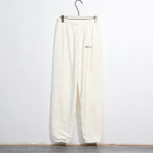 Herren Hausanzug Flanell-Pyjama-Hose Lounge Hose Buchstabe Einfach Plüsch Heim Täglich Flanell Warm Atmungsaktiv Lange Hose Hose Elastische Taille Winter Blau Rosa Image