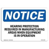 OSHA Notice Signs - Hearing Protection Required In Manufacturing Sign | Extremely Durable Made in the USA Signs or Heavy Duty Vinyl label | Protect Your Warehouse & Business