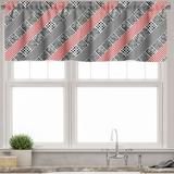 Ambesonne Abstract Window Valance Modern Diagonal Stripes 54 X 18 Vermilion Charcoal Grey