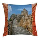 Great Wall of China Throw Pillow Cushion Cover Majestic Cultural Defensive Longest Architecture of Silk Road Tower Image Decorative Square Accent Pillow Case 20 X 20 Inches Multi by Ambesonne