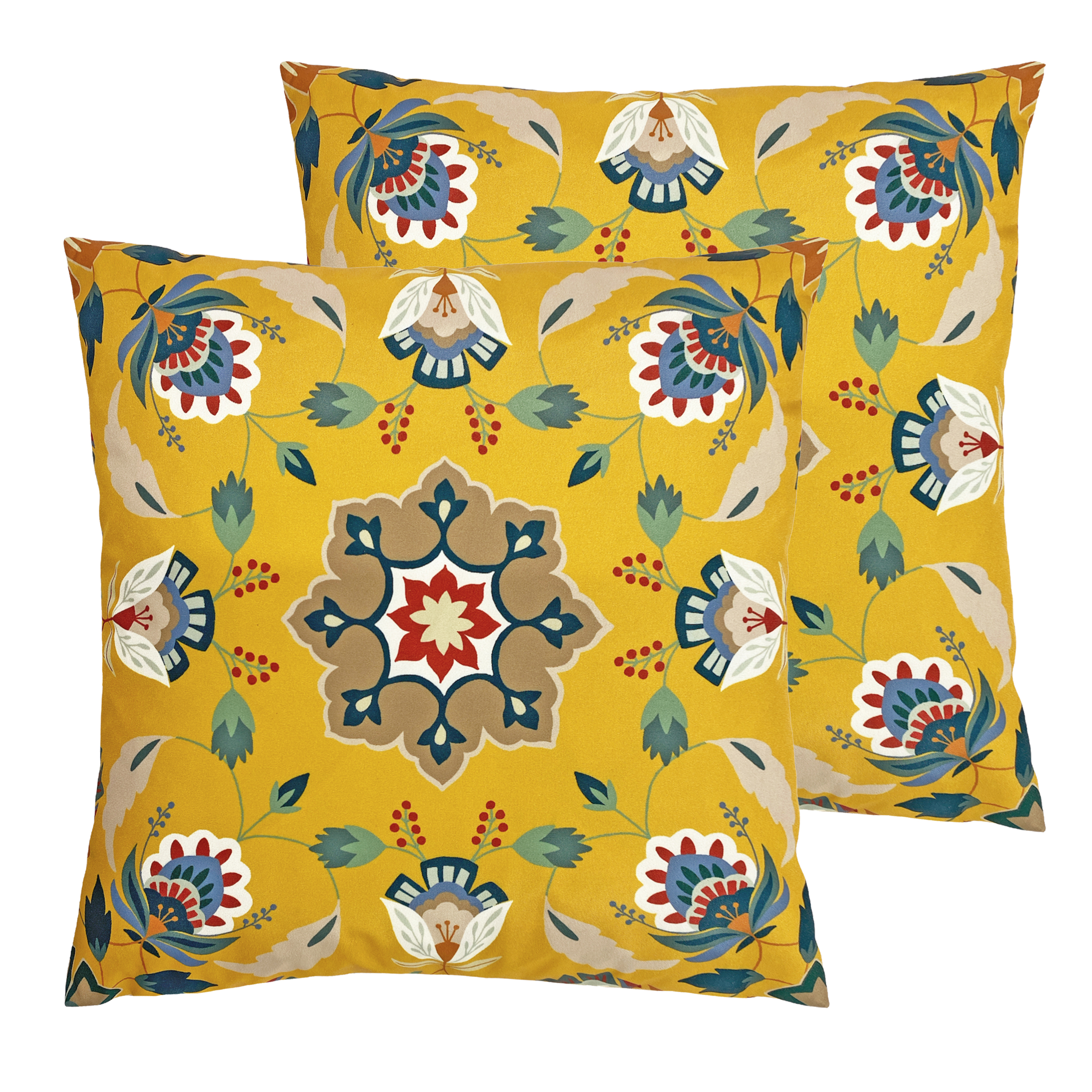 furn. Folk Flora Outdoor Cushions (twin Pack) - Yellow - One Size | furn. Sale | Discount Designer Brands