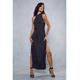 MissPap Womens Premium Satin High Neck Draped Maxi Dress - Black - Size 16 UK | MissPap Sale | Discount Designer Brands