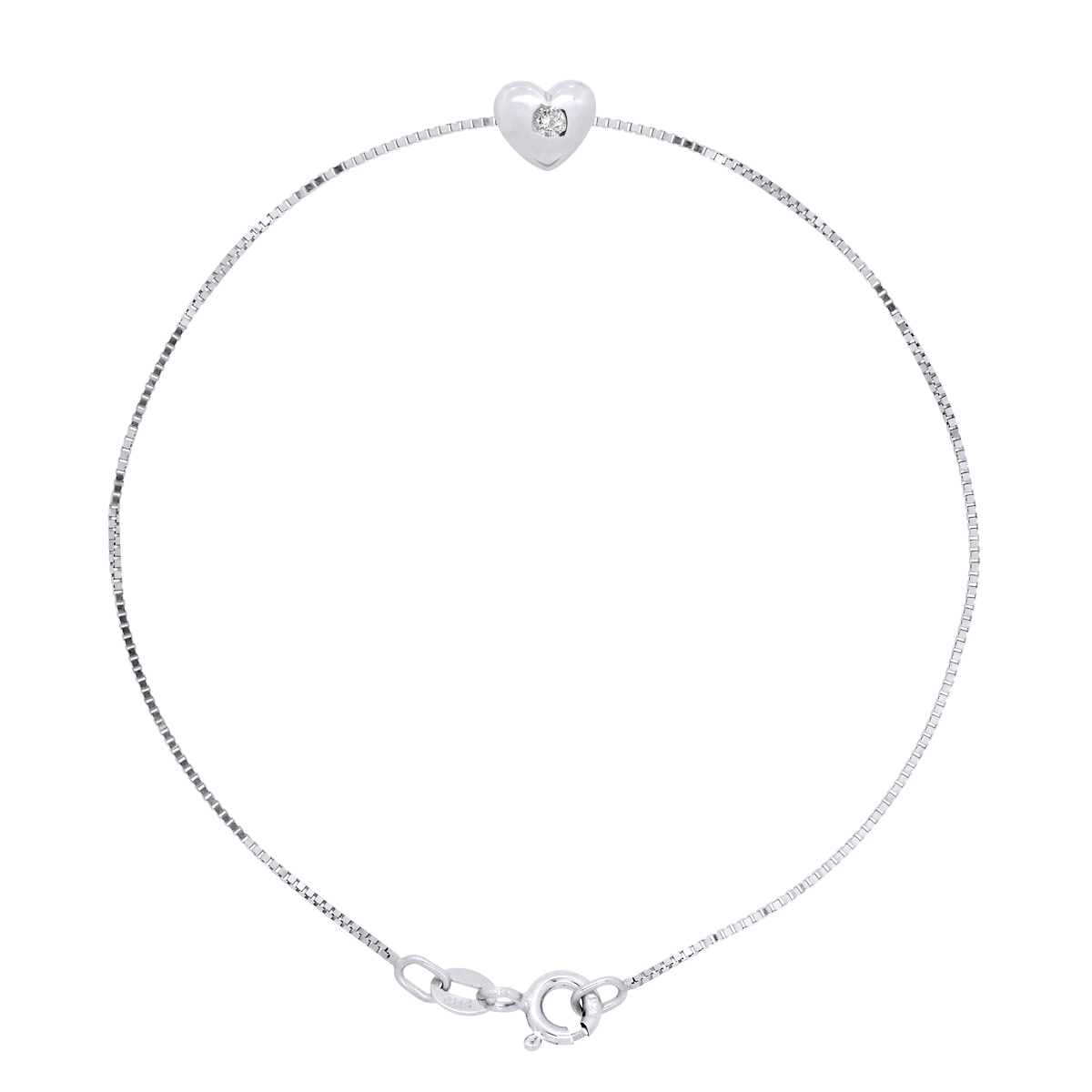 Diadema Womens - Bracelet - Heart - Real Diamond - White Silver - One Size | Diadema Sale | Discount Designer Brands