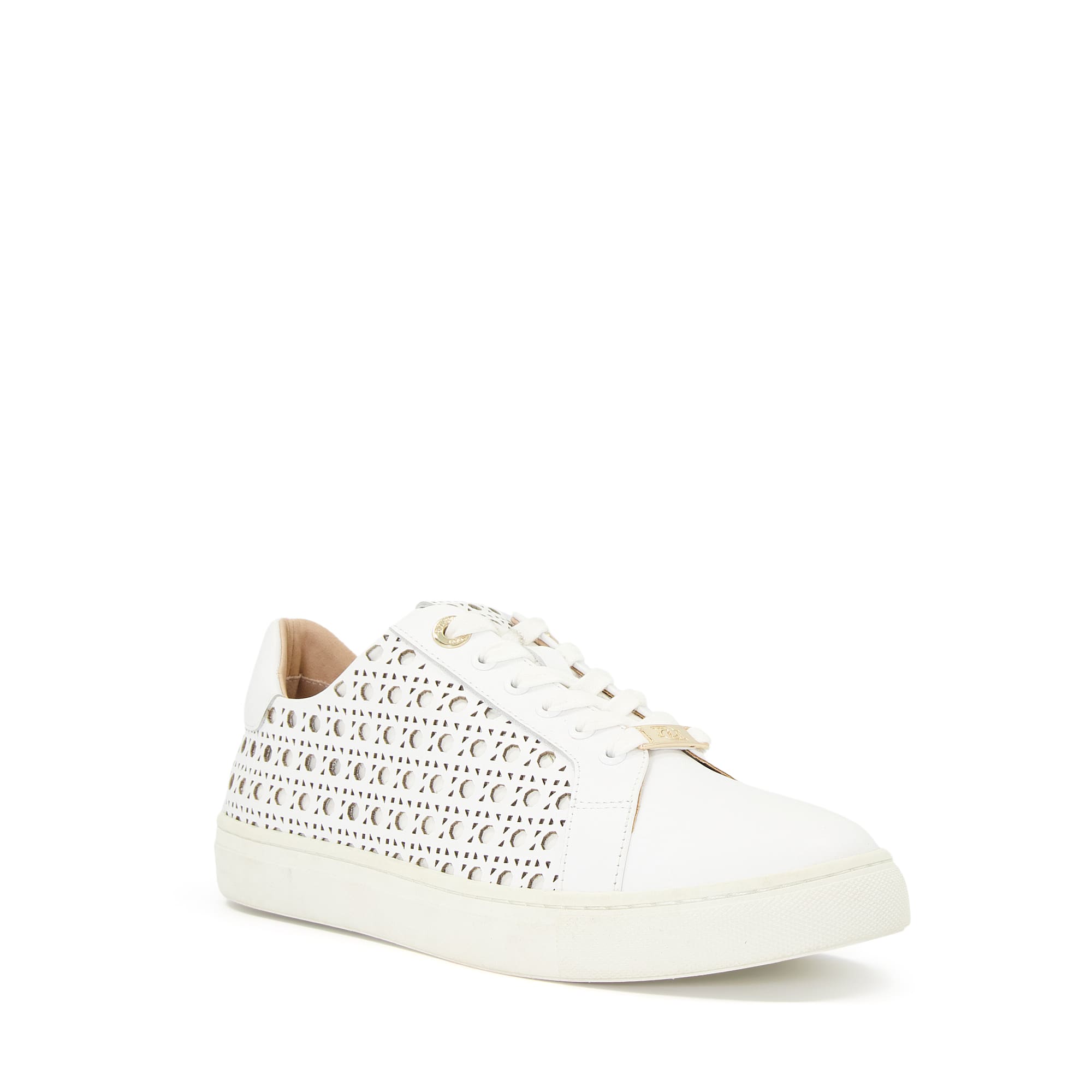 Dune London Womens Ladies Laser-cut Detail Trainers Ease - White Leather - Size UK 8 | Dune London Sale | Discount Designer Brands