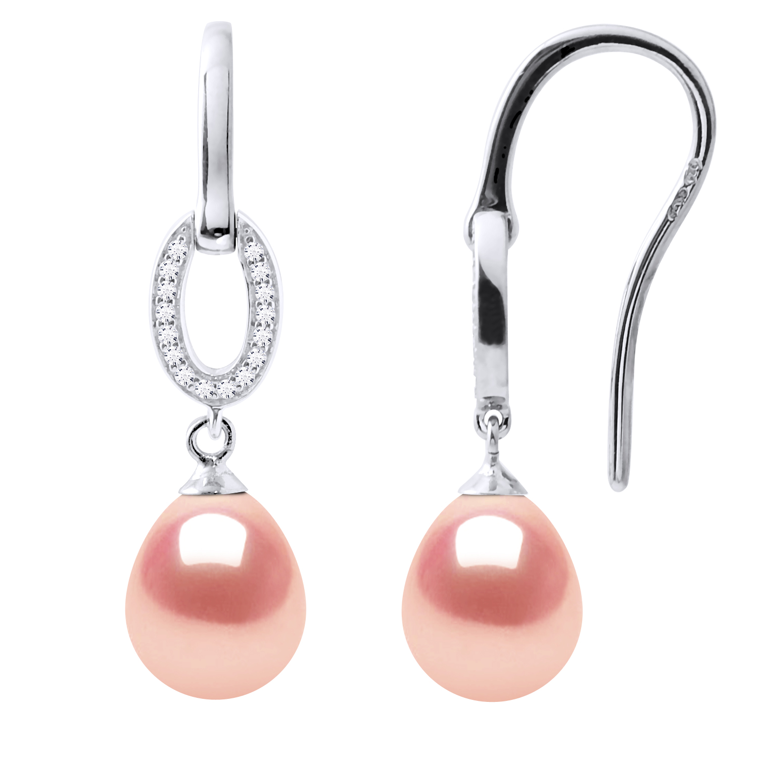 Diadema Womens Earrings Hooks Freshwater Pearls 8-9mm Pears Roses Jewelry 925 - Pink Silver - One Size | Diadema Sale | Discount Designer Brands