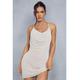 MissPap Womens Premium Embellished Draped Cowl Mini Slip Dress - Ivory - Size 8 UK | MissPap Sale | Discount Designer Brands