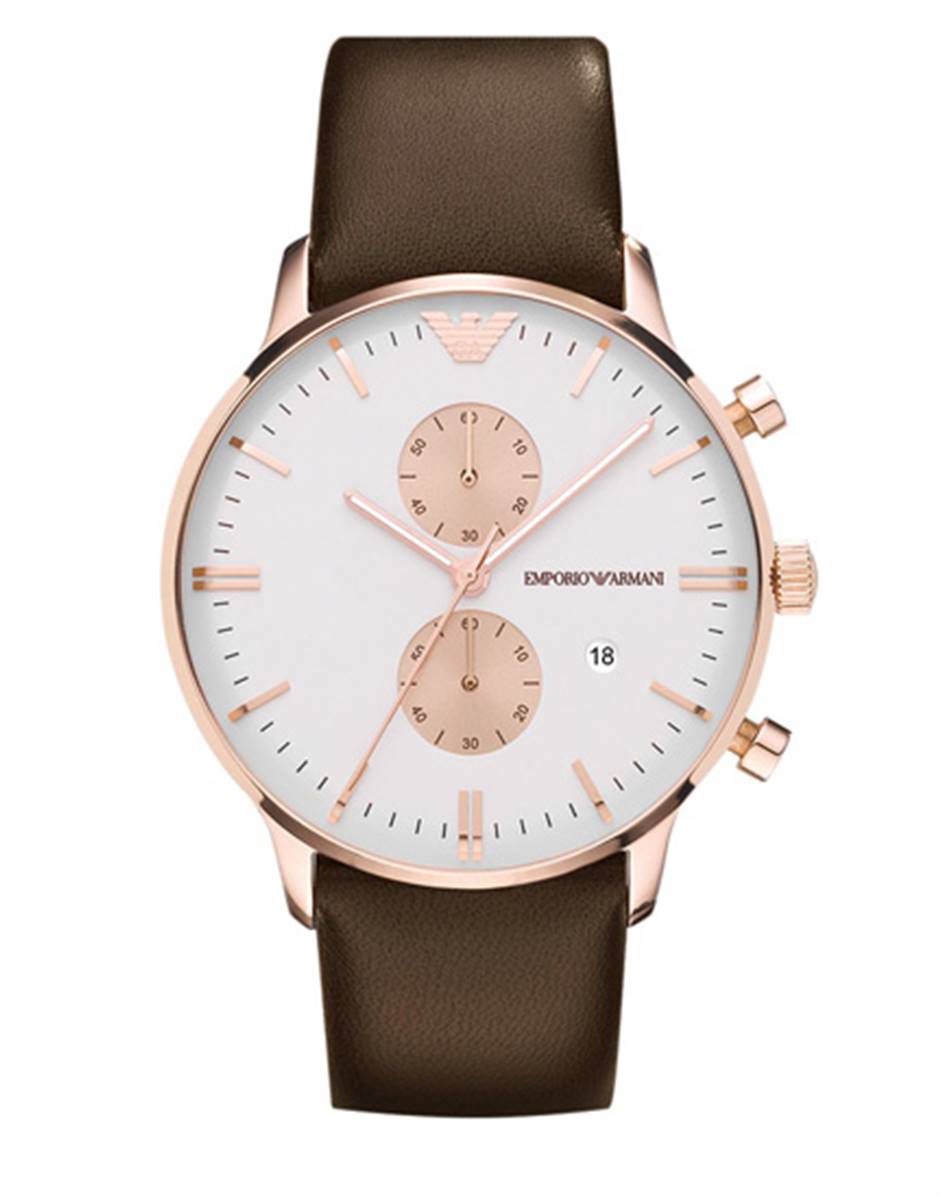 Emporio Armani Mens' Chronograph Watch AR0398 - Rose Gold Metal - One Size | Emporio Armani Sale | Discount Designer Brands