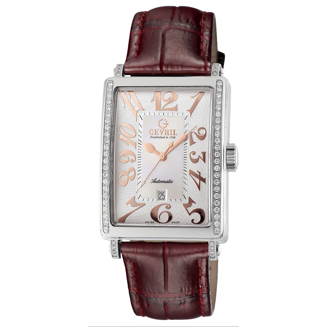 Gevril Womens 6208RE Glamour Automatic Pink Diamond Watch - One Size | Gevril Sale | Discount Designer Brands