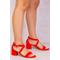 Where's That From Womens 'Amber' Strappy Mid High Block Heels Peep Toe - Red - Size UK 5 | Where's That From Sale | Discount Designer Brands