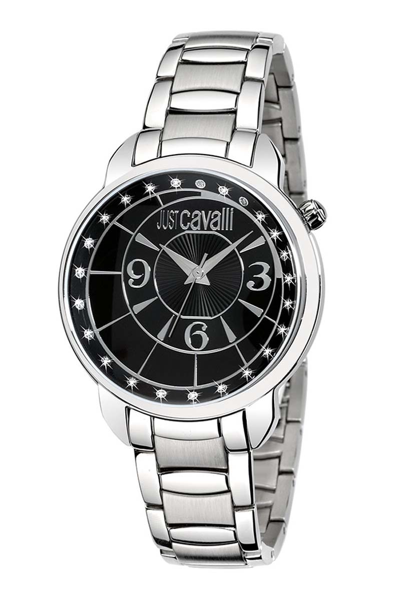Just Cavalli Womens Trendy Watch Silver Stainless Steel Bracelet Black Dial - One Size | Just Cavalli Sale | Discount Designer Brands