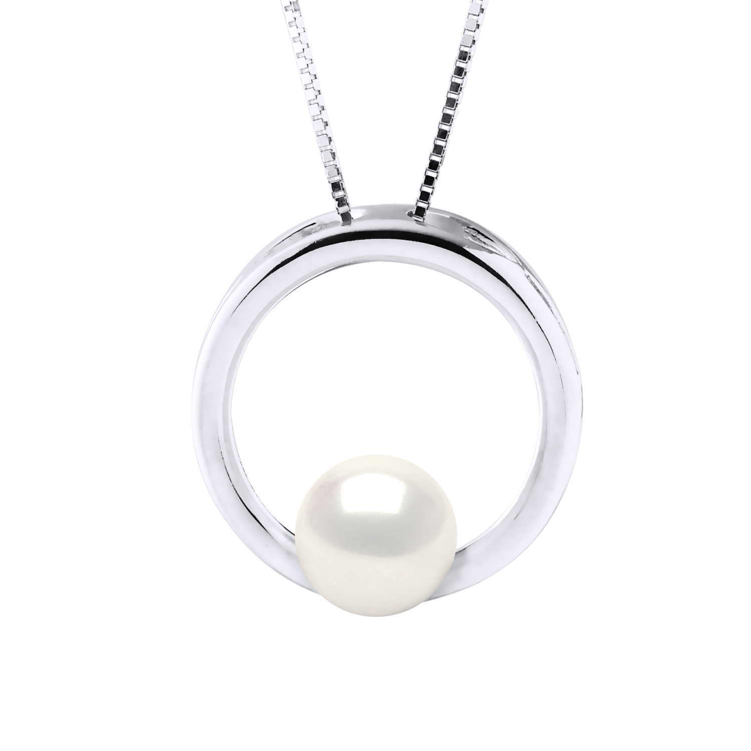 Diadema Womens Circle Necklace Freshwater Pearl Round 8-9 mm White 925 Silver - One Size | Diadema Sale | Discount Designer Brands