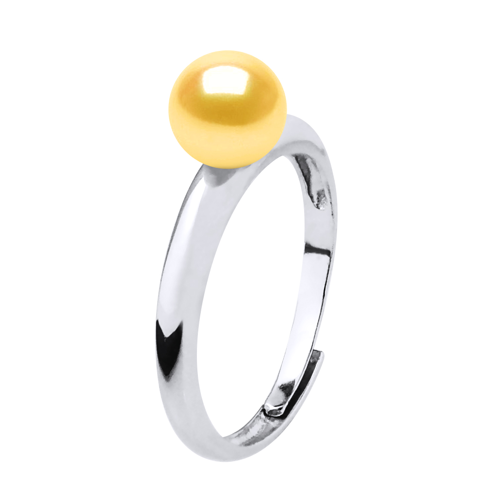 Diadema Womens Rush Ring Adjustable Freshwater Pearl Round 6-7 mm Gold 925 - Yellow Silver - One Size | Diadema Sale | Discount Designer Brands