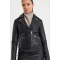 Barneys Originals Womens Petite Leather Biker - Black - Size 8 UK | Barneys Originals Sale | Discount Designer Brands