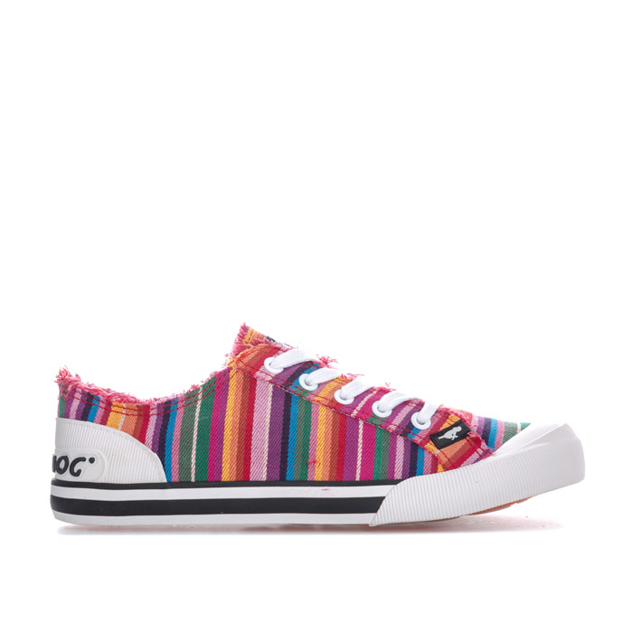 Rocket Dog Womens Jazzin Eden Stripe Pumps in Red Textile - Size UK 7 | Rocket Dog Sale | Discount Designer Brands
