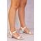 Where's That From Womens Zephyr Strappy Mid High Block Heels - Silver Satin - Size UK 8 | Where's That From Sale | Discount Designer Brands