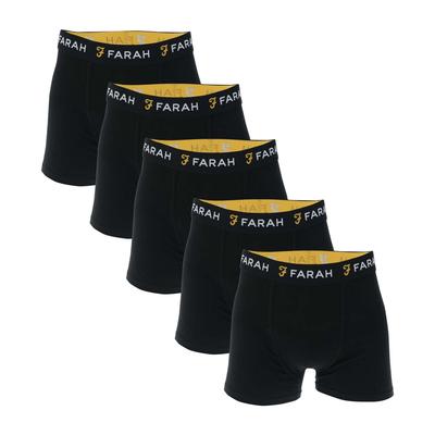Farah Mens Chorley 5 Pack Boxer Shorts in Black Cotton - Size X-large | Farah Sale | Discount Designer Brands