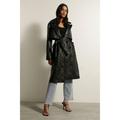 MissPap Womens Premium Leather Trench Coat - Black - Size 8 UK | MissPap Sale | Discount Designer Brands