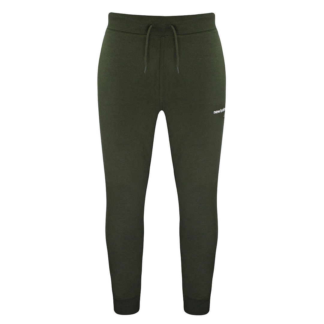 New Balance Stretch Graphic Logo Green Mens Classic Core Track Pants MP03901 Arg - Dark Green Cotton - Size X-large