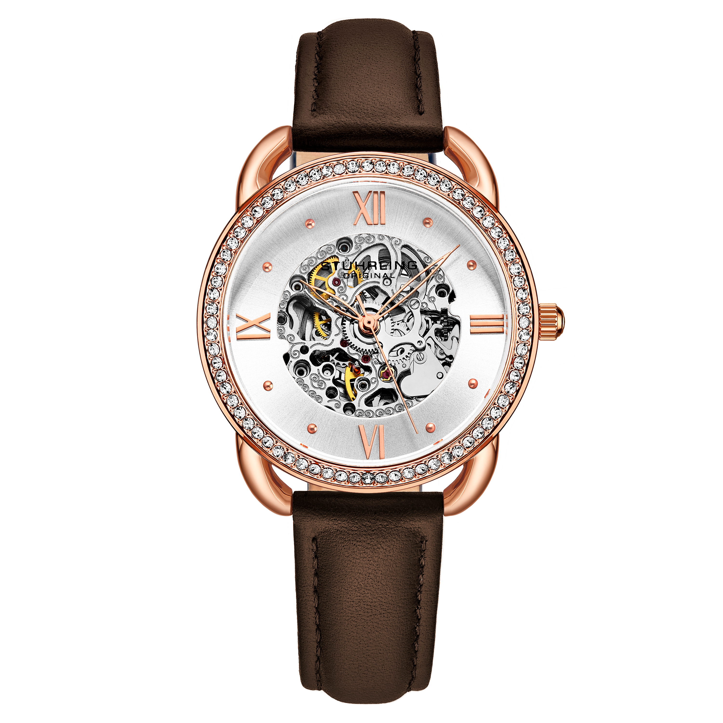 Stührling Womens Rose Gold and Brown Automatic 36mm - One Size | Stührling Sale | Discount Designer Brands