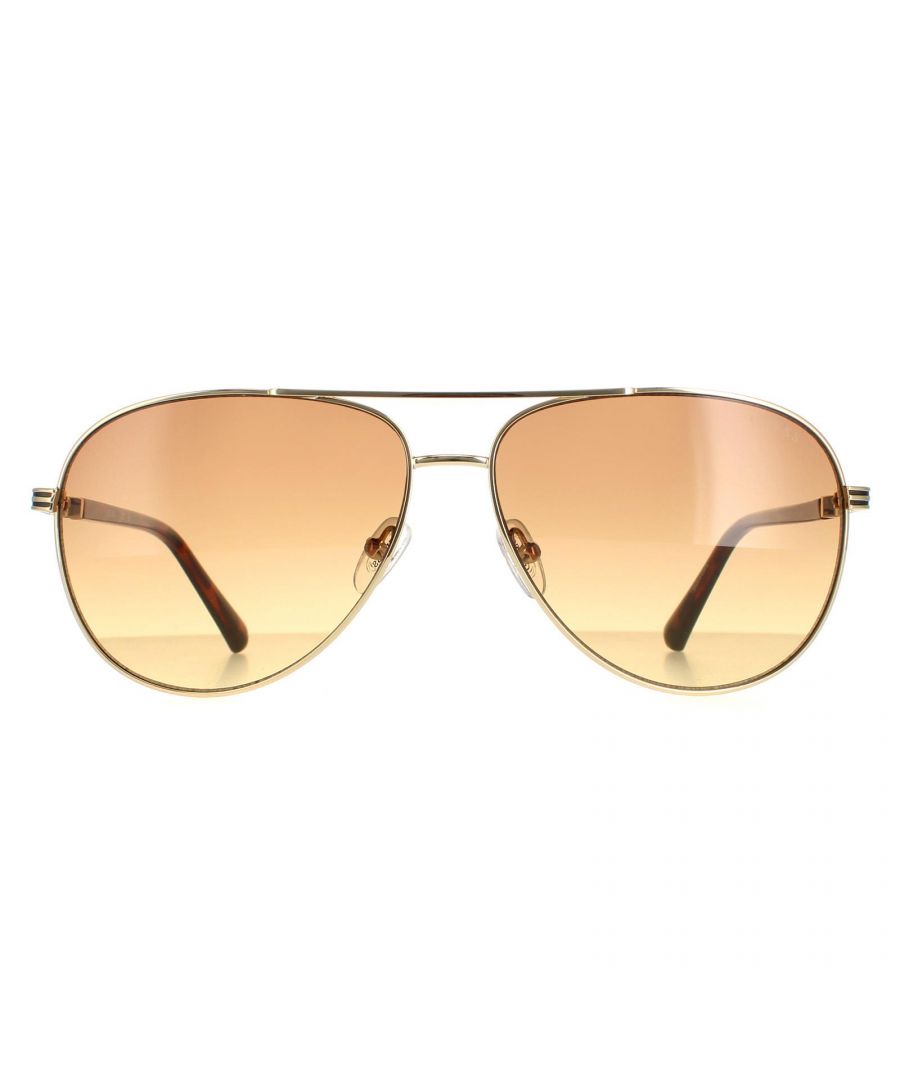Guess Aviator Mens Gold Brown Gradient GU00043 Metal - One Size | Guess Sale | Discount Designer Brands