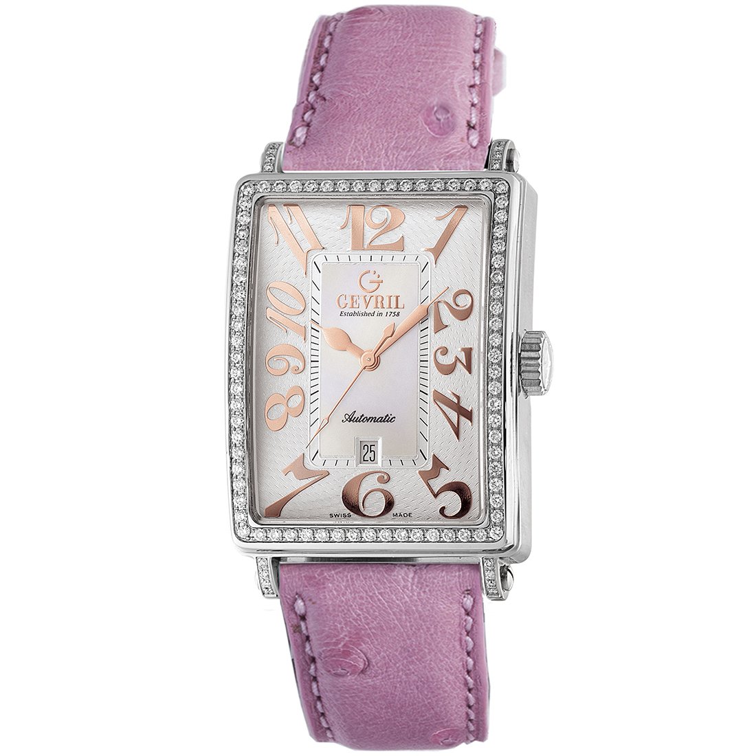 Gevril Womens 6208RL Glamour Automatic Pink Diamond Watch - One Size | Gevril Sale | Discount Designer Brands
