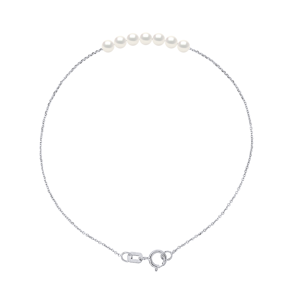 Diadema Womens - Bracelet - 7 Real Freshwater Pearls - Cable Chain in White Gold - One Size | Diadema Sale | Discount Designer Brands