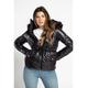Tokyo Laundry Womens High Shine Quilted Jacket With Faux Fur Trim Hood - Black Nylon - Size 8 UK | Tokyo Laundry Sale | Discount Designer Brands