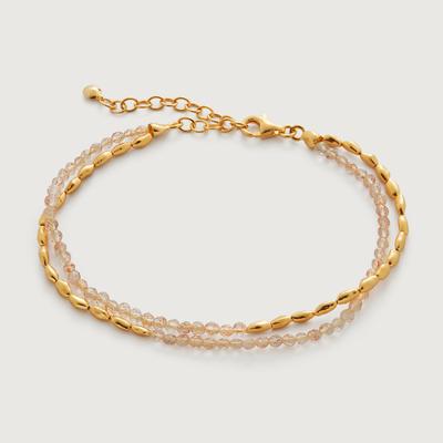 Gold Mini Nugget Gemstone Beaded Bracelet Golden Sandstone