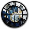 Wellhome - Horloge décorative mdf or et bleu