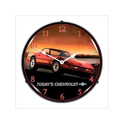 Collectable Sign and Clock 1985 Corvette Backlit Wall Clock