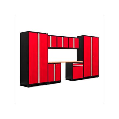 NewAge Garage Cabinets PRO Series Red 8-Piece Set with Bamboo Top