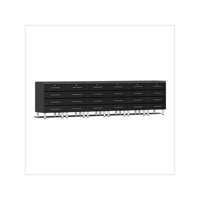 Ulti-MATE Garage Cabinets 8-Piece Garage Cabinet Kit with 2 Channeled Worktops in Midnight Black Metallic