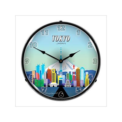 Collectable Sign and Clock Tokyo Skyline Backlit Wall Clock