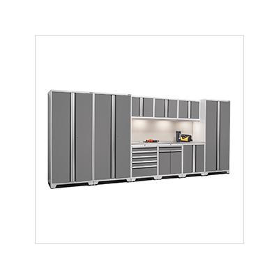 NewAge Garage Cabinets PRO Series Platinum 10-Piece Set with Stainless Steel Top