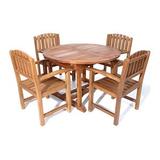 All Things Cedar 5-Piece Butterfly Oval Table Dining Chair Set with Blue Cushions