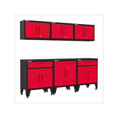 Armadillo Tough Red 6-Piece Garage Cabinet System with Levelers