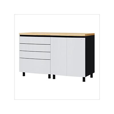 Contur Cabinet 5' Premium Alpine White Garage Cabinet System with Butcher Block Tops