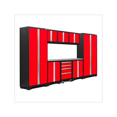 NewAge Garage Cabinets BOLD Series Red 9-Piece Set with Stainless Steel Top