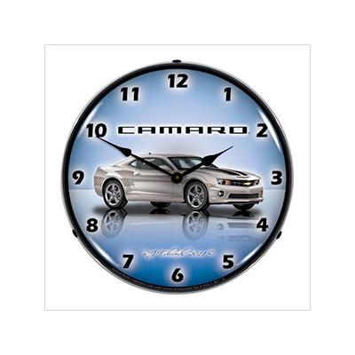 Collectable Sign and Clock Camaro G5 Silver Ice Backlit Wall Clock