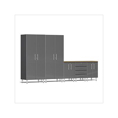 Ulti-MATE Garage Cabinets 6-Piece Garage Cabinet Kit with Bamboo Worktop in Graphite Grey Metallic