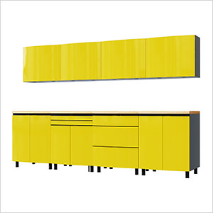 Contur Cabinet 10' Premium Vespa Yellow Garage Cabinet System with Butcher Block Tops