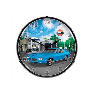 Collectable Sign and Clock 1971 GTO Gulf Backlit Wall Clock