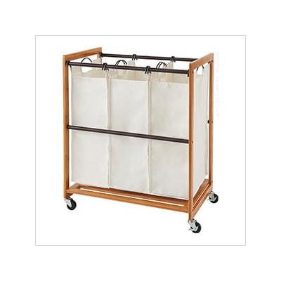 Trinity Bamboo 3-Bag Laundry Cart