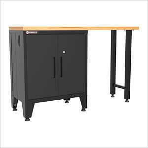Armadillo Tough Black 2-Piece Garage Cabinet Set with Levelers