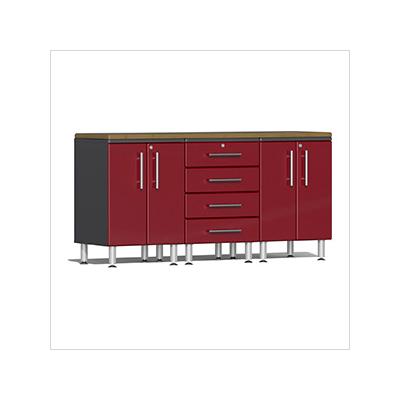 Ulti-MATE Garage Cabinets 4-Piece Garage Workstation Kit with Bamboo Worktop in Ruby Red Metallic