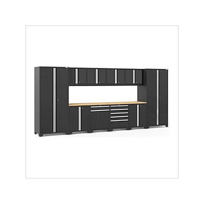NewAge Garage Cabinets PRO Series Black 12-Piece Set with Bamboo Top