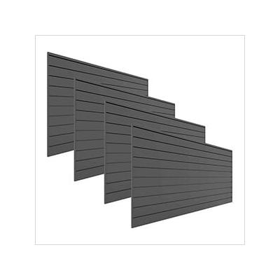 Proslat 8' x 4' PVC Wall Panels and Trims (4-Pack Charcoal)